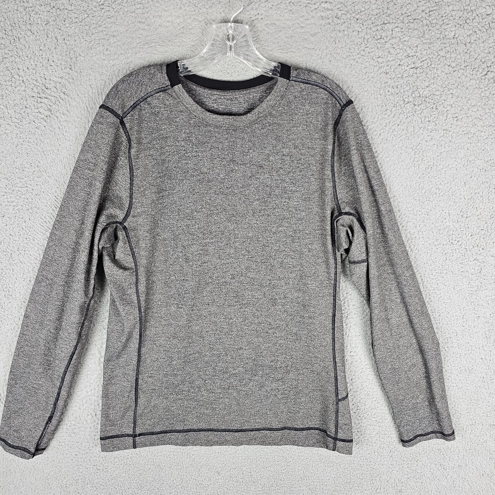 Lululemon Core Crew Shirt Men Large Gray Running Long Sleeve Reflective Pullover